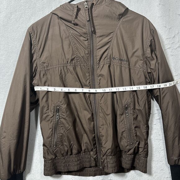 Columbia Brown Womens Windbreaker Hood Zip Up Size Large - Picture 6 of 8